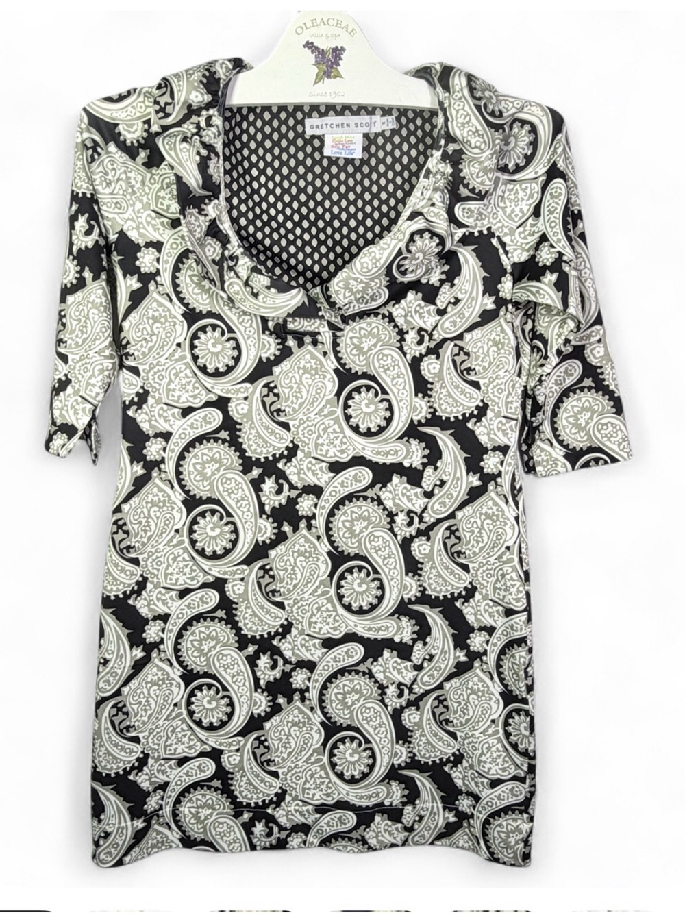 Gretchen Scott Women’s Ruffneck Jersey Plentiful Paisley Midi Dress Size Small - Picture 3 of 11